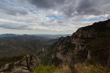 Naklejka premium Monserrat, Spain, September 20th, 2016: view on Serra de Collcar