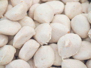 Closeup of fresh raw pork balls using as food ingredient