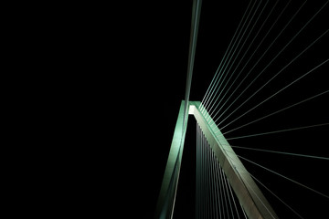 Suspension Bridge at Lit Up at Night
