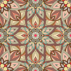 Ornate floral seamless texture, endless pattern with vintage mandala elements.