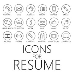 Thin line icons pack for CV, resume, job