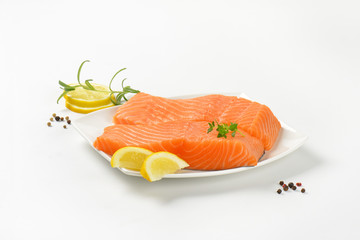 two fresh salmon fillets