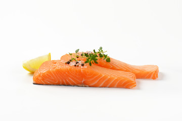 two fresh salmon fillets