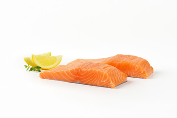 Two raw salmon fillets