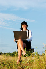 Business woman outdoor in sunset light