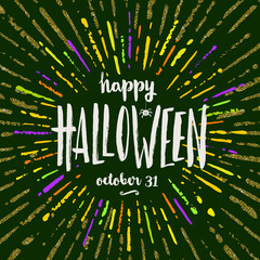 Happy halloween - hand drawn type design. Vector illustration. Holiday poster or greeting card.