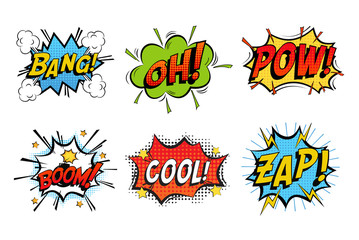 Emotions for comics speech like bang and cool - obrazy, fototapety, plakaty