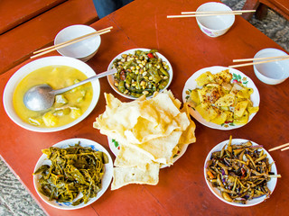 Vegetarisches Essen im buddhistischen Kloster, China