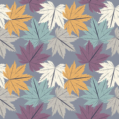 Stylish seamless pattern with maple leaves