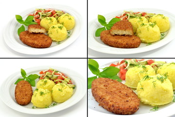 kotlet rybny z ziemniakami