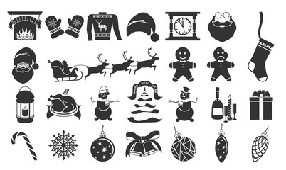 christmas icons set for design