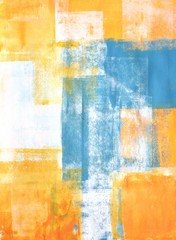 Niebieskie i pomarańczowe malarstwo abstrakcyjne - 121391644