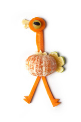 Food art creative concepts. Animals made of many fruits over white background