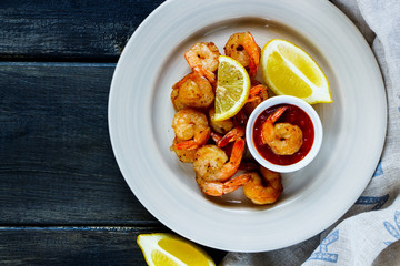 Roasted prawns with sauce