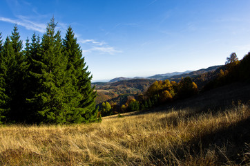 Rolling hills of Zeljin mountain at autumn sunny day, Serbia