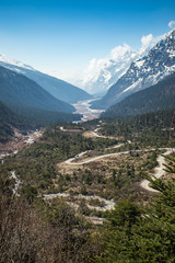 Fototapeta na wymiar View of snow moutain in Sikkim, India