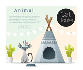 Cute animal collection Cat house , vector , illustration © littleartvector