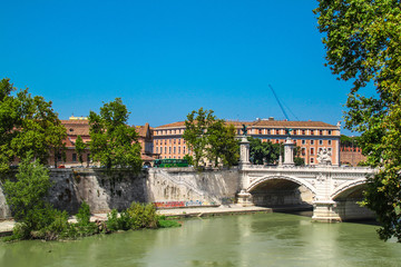 Fototapeta na wymiar Rome - Ponte Vittorio Emanuele II - Castel Sant'Angelo