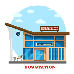 Bus station or depot structure exterior view