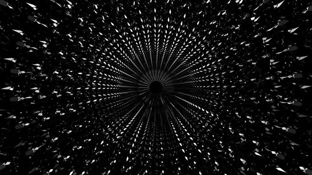 Black shiny futuristic tunnel. Loop ready animation of futuristic construction with mask included.