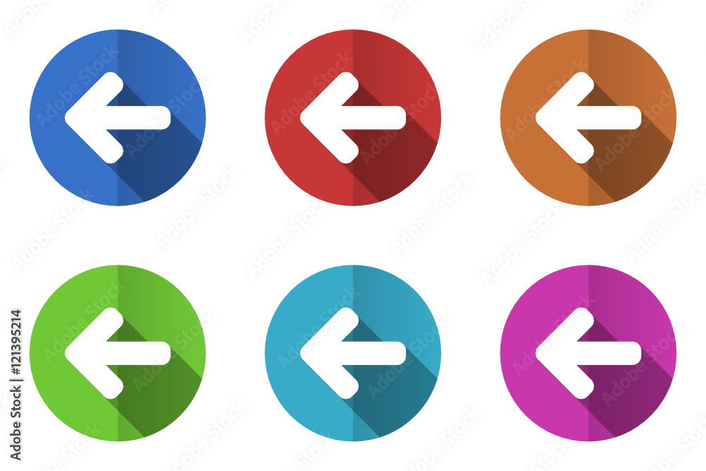 Poster Flat design vector icons. Colorful web buttons set. 