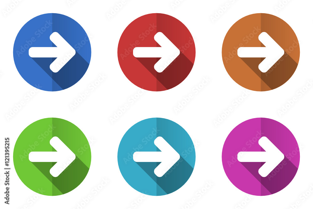 Poster Flat design vector icons. Colorful web buttons set. 