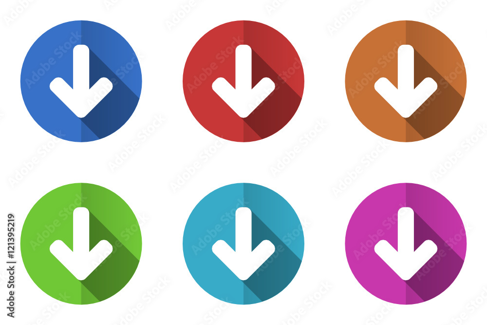 Poster Flat design vector icons. Colorful web buttons set. 