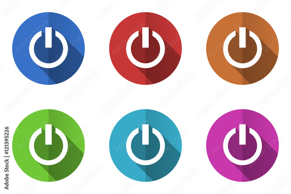 Poster Flat design vector icons. Colorful web buttons set. 
