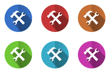 Obraz premium Flat design colorful tools vector icon set
