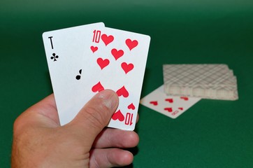 Card game at the table.