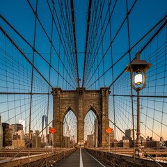 Brooklyn Bridge in New York City at dawn