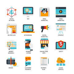 Digital Marketing Flat Icons Set