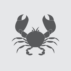 Crab icon or silhouette. Seafood design element. Vector illustration.