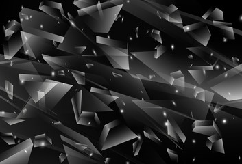 Abstract black 3d explosion. Broken Glass. Vector illustration