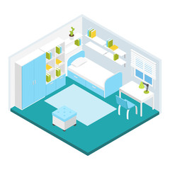 Isometric Children Room Composition
