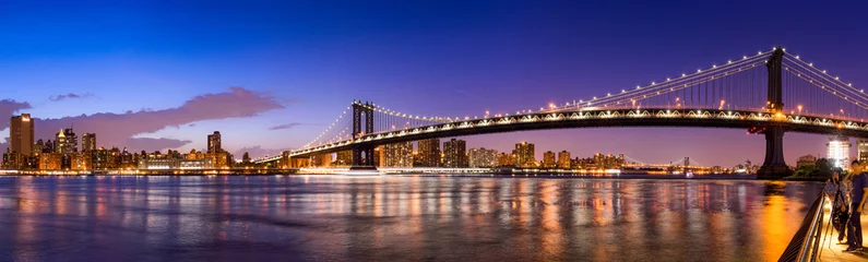 Rolgordijnen Manhattan Bridge Panorama met New York Skyline © eyetronic