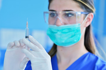 Woman having an injection