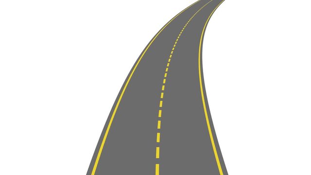 animation of a road trip in an empty road. Infinite loop