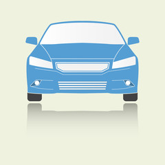 Car front view icon or sign. Colorful vector illustration of vehicle. Flat design.
