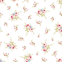 Seamless floral pattern with little red roses