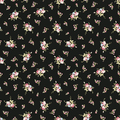 Seamless floral pattern with little red roses