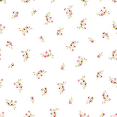 Seamless floral pattern with little red roses - 121400877