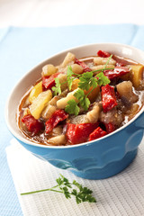 Colorful vegetable stew in a bowl