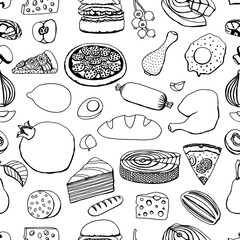 Colorful vector hand drawn food