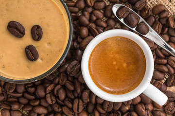 fresh espresso with a beautiful crema and coffee smoothie