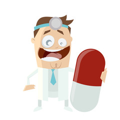 funny doctor with big pill
