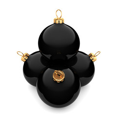 3D rendering Black Christmas ball