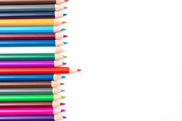 Colouring pencils isolated on white background