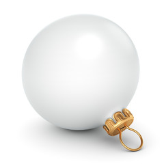 3D rendering White Christmas ball