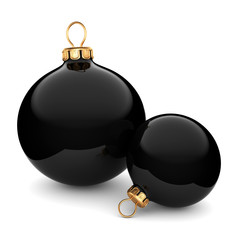 3D rendering Black Christmas ball